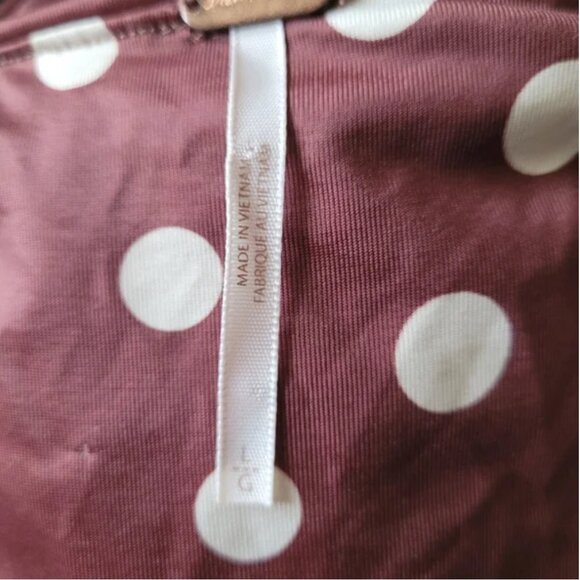 Free People Raylon In Chocolate Combo Polka Dot Midi Dress size L - Picture 5 of 9
